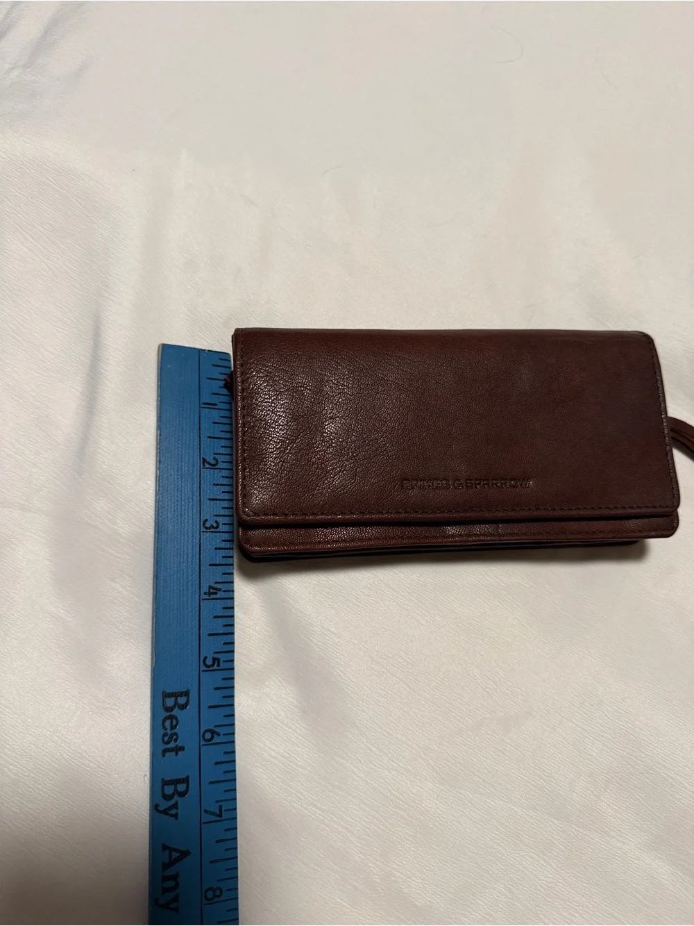 Spikes & Sparrow Genuine Leather Brown Foldover Wallet Clutch Wristlet